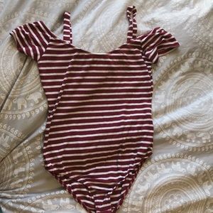 Leotard striped top with metal buttons